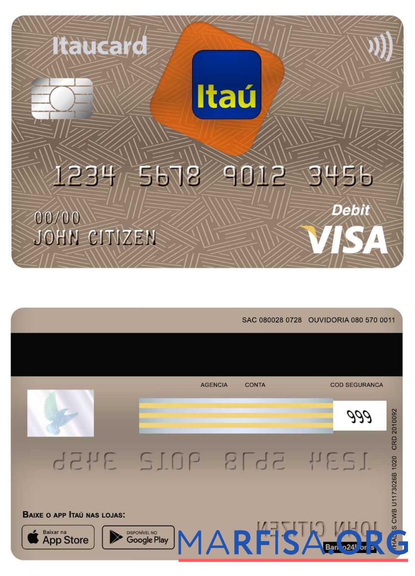 Printable Brazil Itaú bank visa card debit sample